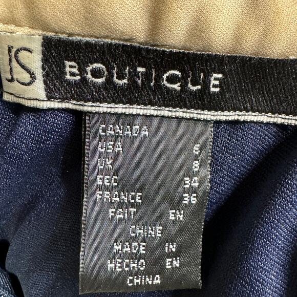 JS Boutique Halter Gown Maxi Dress Beaded Collar Keyhole Mermaid Hem Navy Blue 6 - Picture 9 of 11